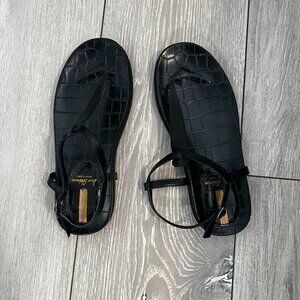 Sam Edelman Black Croc-Embossed Sandal